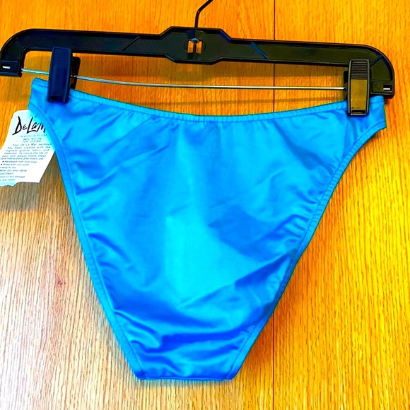 RARE New tags Vintage De La Mer turquoise swim XS hi cut 80s 90s bikini bottoms - Picture 5 of 9